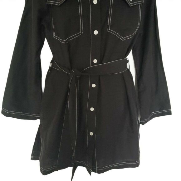 Dolce Vita Swim Cover Up Size S Shirt Dress Black White Stitching Beach Cruise - Picture 10 of 14